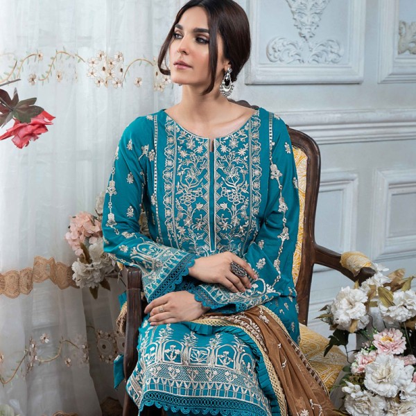 Manizay Embroidered Swiss Voil with Heavy Embroidered Chiffon Dupatta D-08