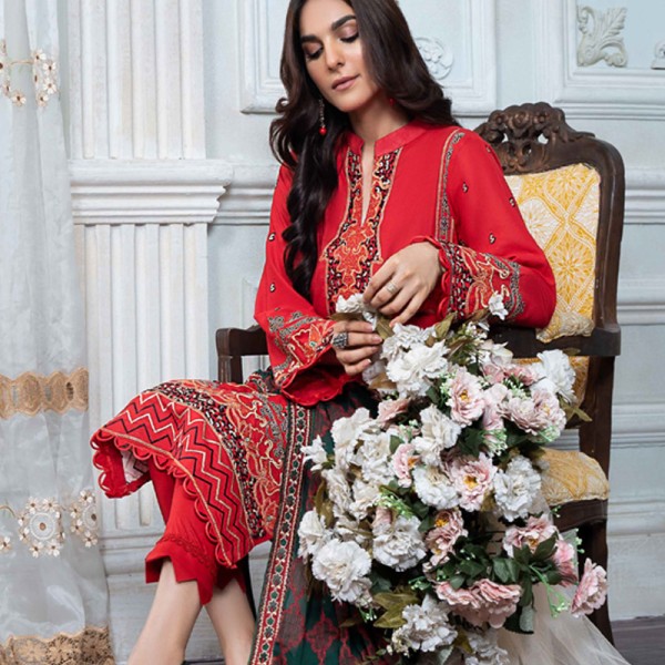 Manizay Embroidered Swiss Voil with Heavy Embroidered Chiffon Dupatta D-07