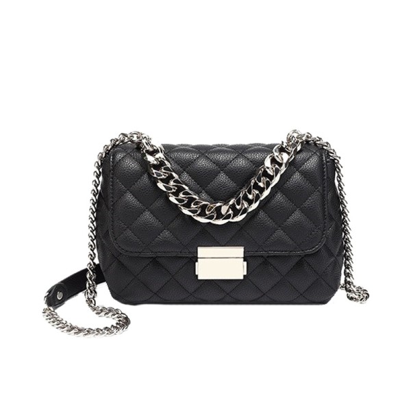 Ladies Hand Bag - Black with Silver Chain